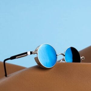 1-Retro Steampunk Sunglasses for Women & Men Round Metal Tinted Shades