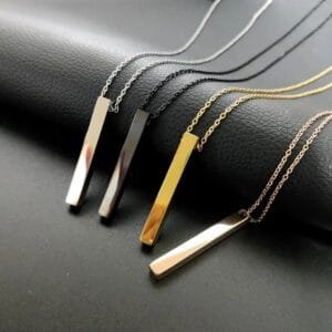 Unisex Jimmy Key Gold Bar Figured Chain Necklace