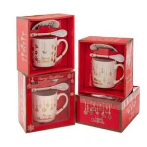 Festive Christmas Mug Set with Plate and Spoon