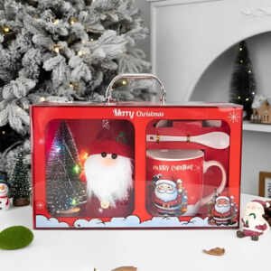 Ultimate Christmas Mug Gift Set – Ceramic Mug, Santa Doll, LED Tree, Spoon & Plate