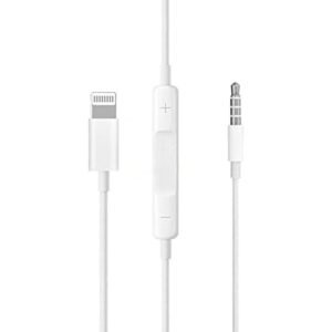 Lightning to 3.5mm AUX Audio Adapter Cable – 1 Meter, White