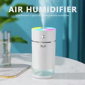 240ml USB Rechargeable Air Humidifier with Aromatherapy & Colorful Lights – Portable Car and Home Humidifier