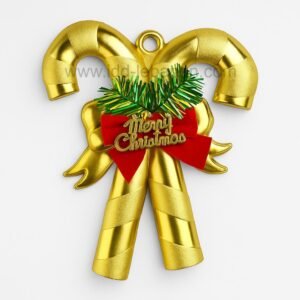 Golden Candy Cane Christmas Ornament – 17.5 cm × 14 cm Elegant Holiday Decoration