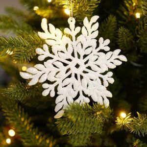 2 Pcs Sparkling Christmas Snowflake Decorations 12cm x 12 cm