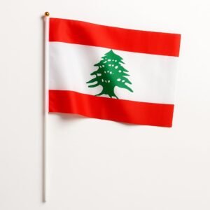 Lebanese Hand Flag 30×40 cm with 50 cm Pole – High Quality