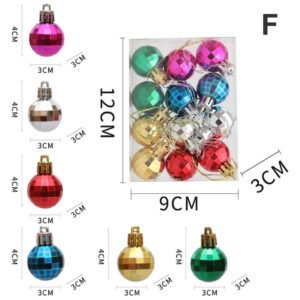 Set of 12 Colorful Christmas Balls – 3 cm Shiny Tree Decorations